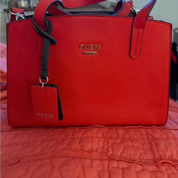 Guess Handbags - Guess Red Satchel Bag with Gold Accents